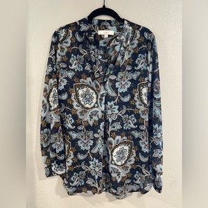 Long Sleeve Paisley Blouse